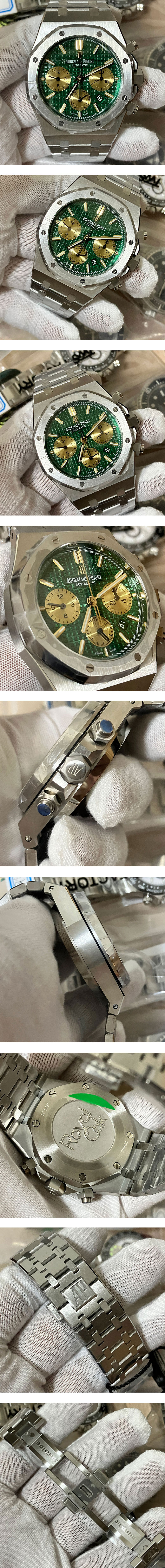 最新品 AUDEMARS PIGUET コピー時計 ロイヤルオーク クロノグラフ 26332PT.OO.1220PT.01 7750ムーブ搭載　グリーン文字盤